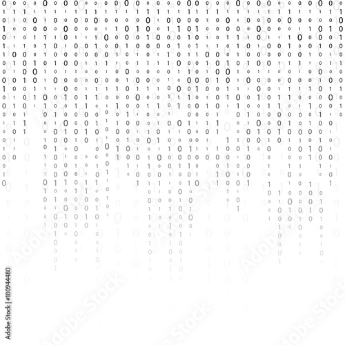 binary code zero one matrix white background. banner, pattern, wallpaper. Vector illustration