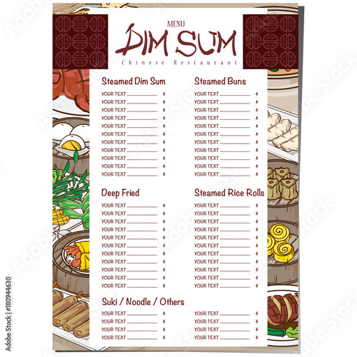 menu dim sum chinese food restaurant template design