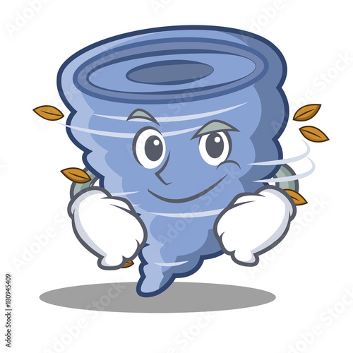 Smirking tornado character cartoon style