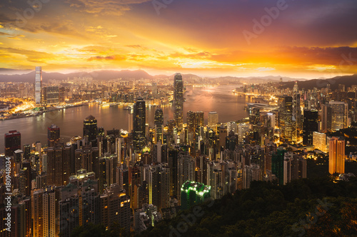 Hong Kong Sunrise, View from The peak, China Hong Kong