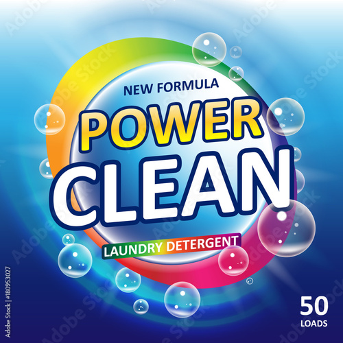 Toilet or bathroom tub cleanser banner ads. Laundry detergent colorful Template. Washing Powder or Liquid Laundry Detergents Package design. Vector illustration