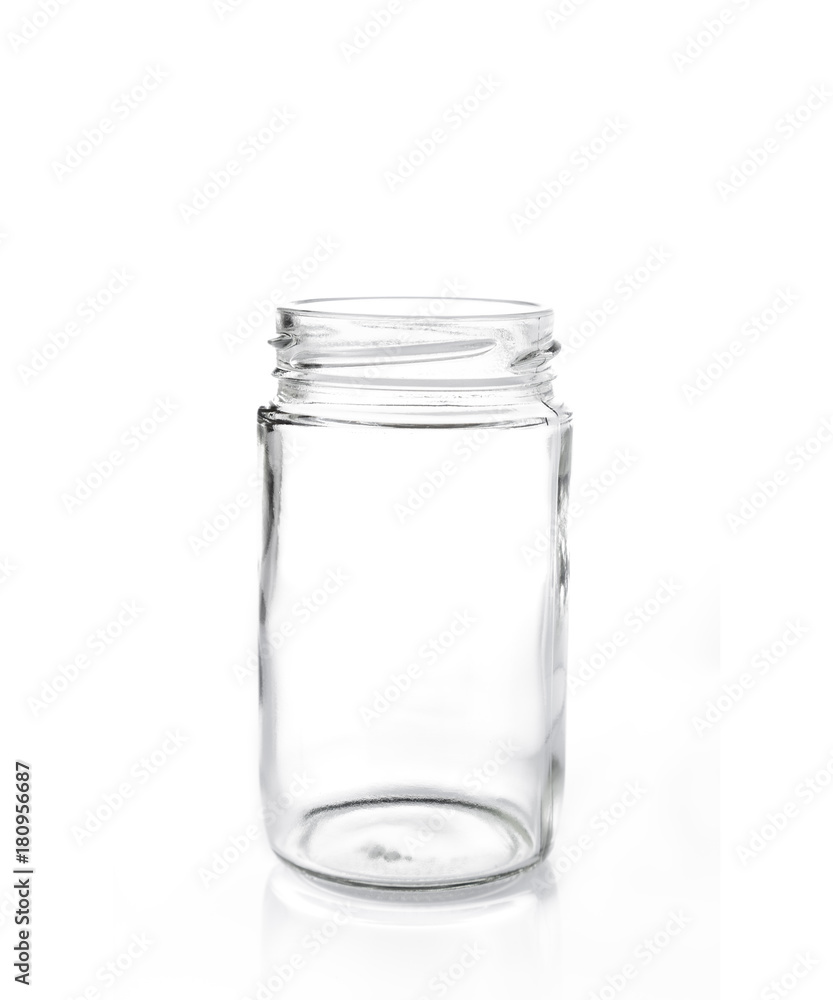 clear glass jar without lid on white isolate background clear glass jar without lid on white isolate background