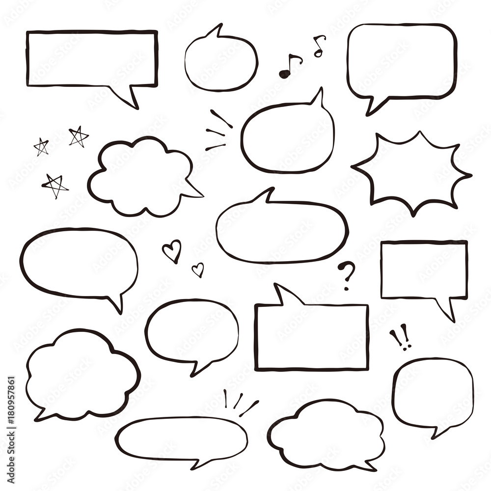 Obraz premium 吹き出し 手書き 白黒 / vector eps 10