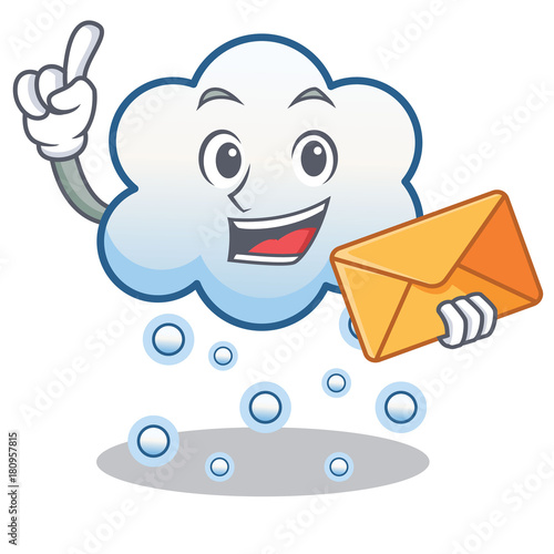 With envelope snow cloud character cartoon