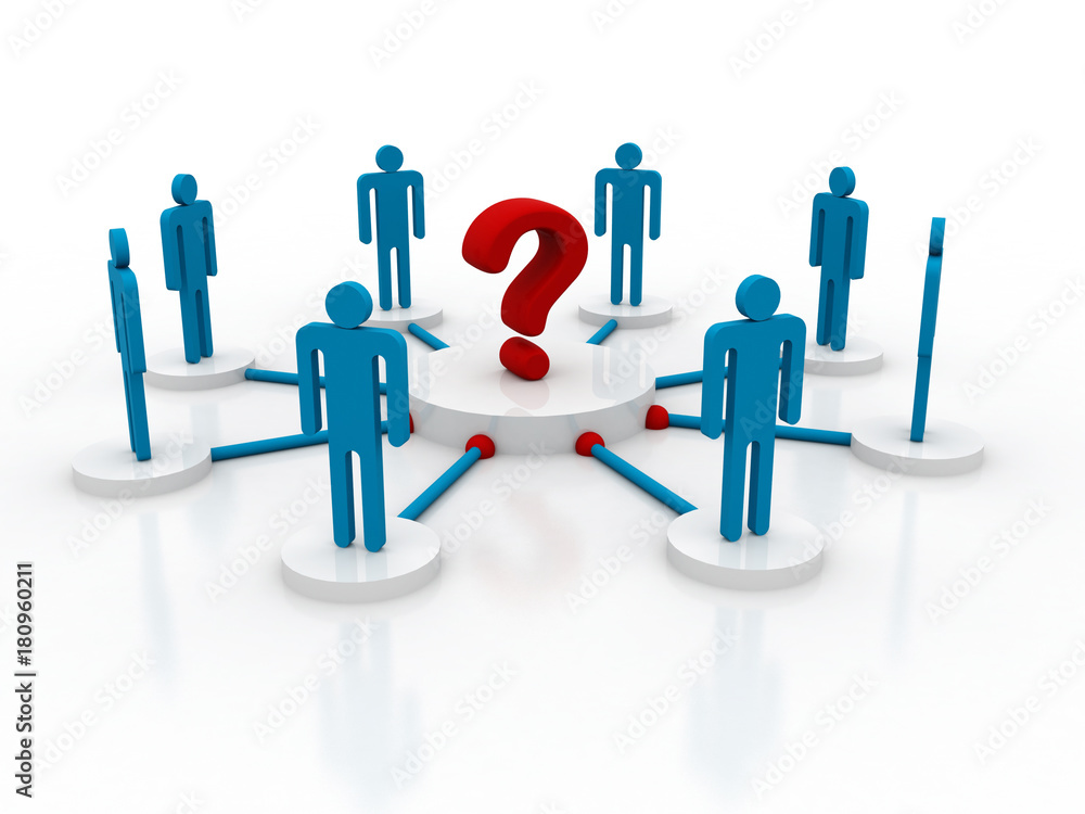 3d illustration Business Network with question mark 3d illustration Business Network with question mark