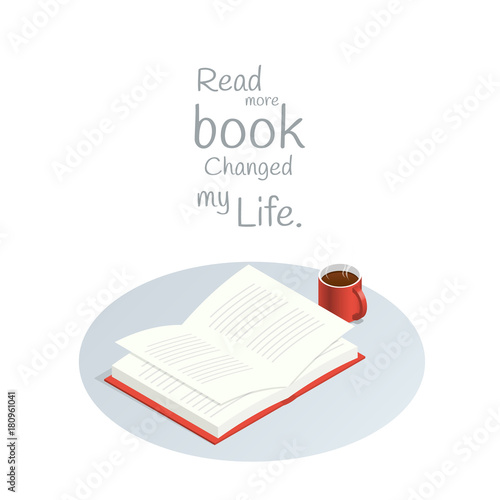 Slika na platnu Read more book Changed My Life,isometric book reading vector