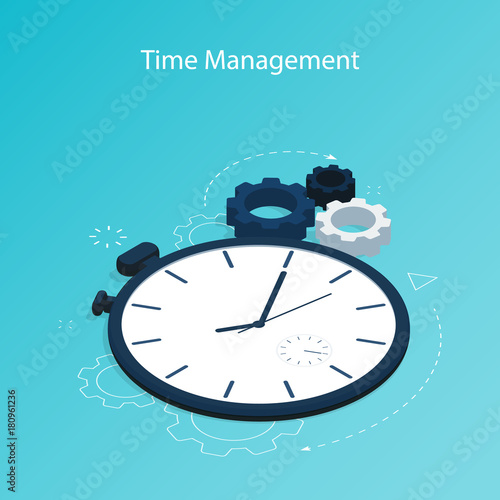 isometric time management gear flat vector