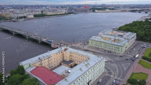 cloudy sunset saint petersburg cityscape neva river aerial panorama 4k russia
 photo