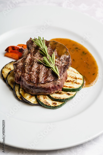 beef steak with grilled vegetables