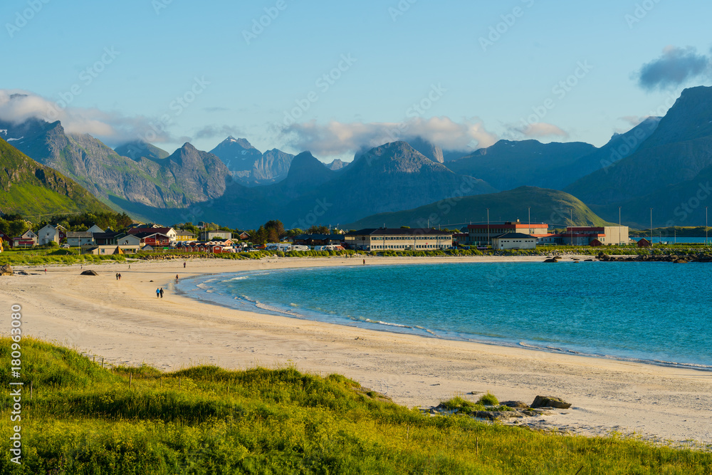 Lofoten is an archipelago in the county of Nordland, Norway. Is known for a distinctive scenery with dramatic mountains and peaks, open sea and sheltered bays, beaches and untouched lands. Lofoten is an archipelago in the county of Nordland, Norway. Is known for a distinctive scenery with dramatic mountains and peaks, open sea and sheltered bays, beaches and untouched lands.