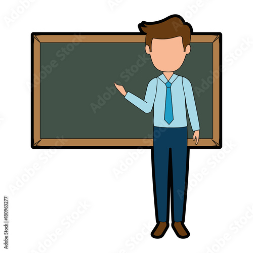 teacher male with chalkboard avatar character