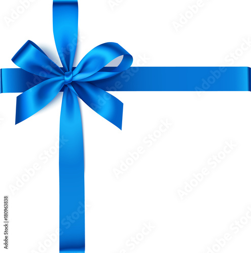 Decorative blue bow with ribbons for gift decor
