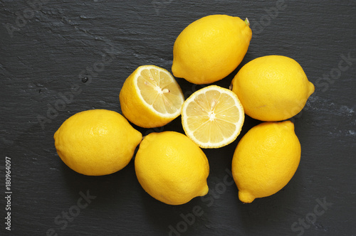Lemons on black