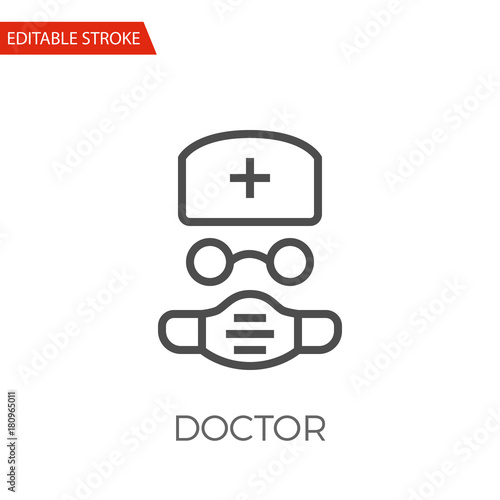 Doctor Thin Line Vector Icon. Flat Icon Isolated on the White Background. Editable Stroke EPS file. Vector illustration.