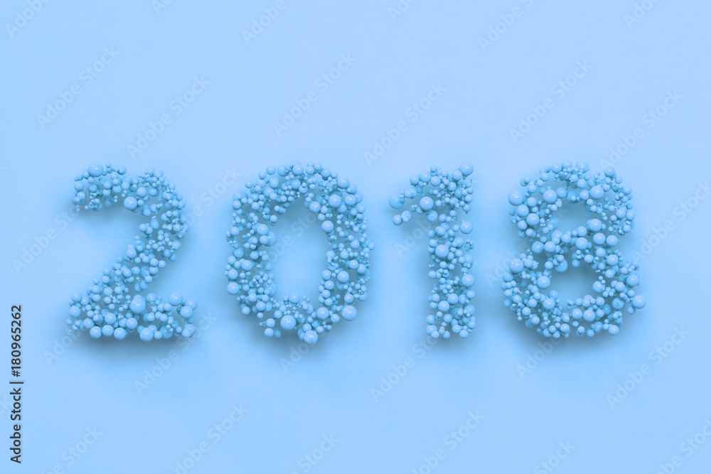 2018 number from blue balls on blue background 2018 number from blue balls on blue background
