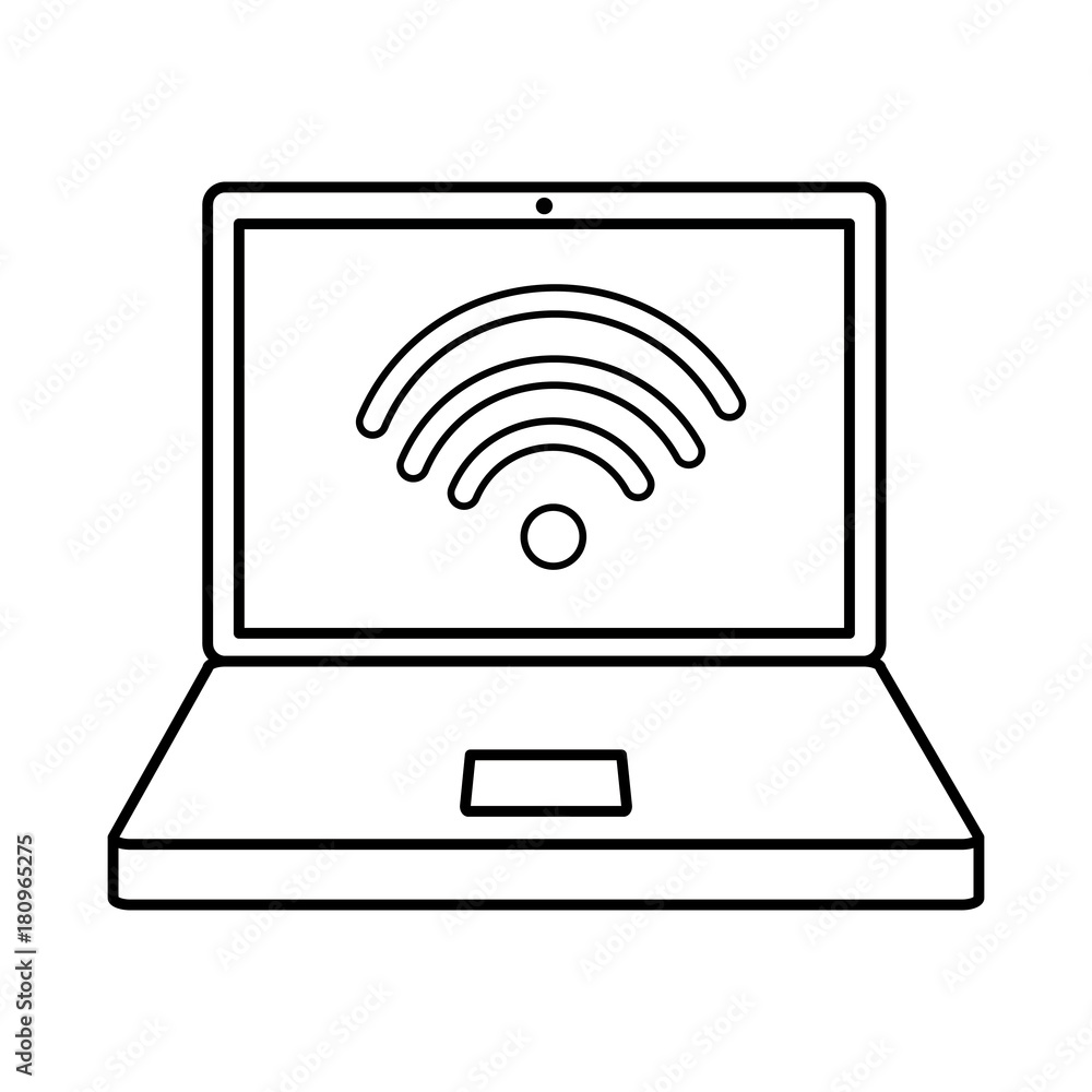 laptop computer with wifi signal laptop computer with wifi signal