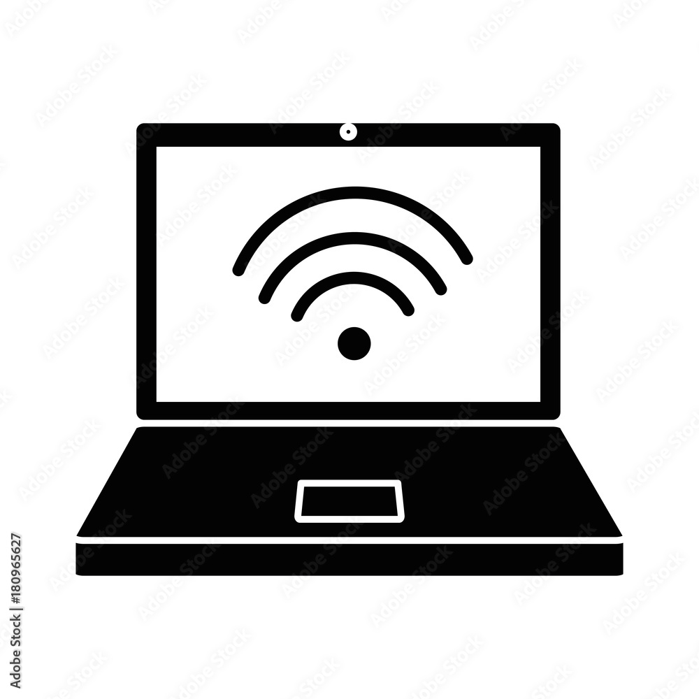 laptop computer with wifi signal laptop computer with wifi signal