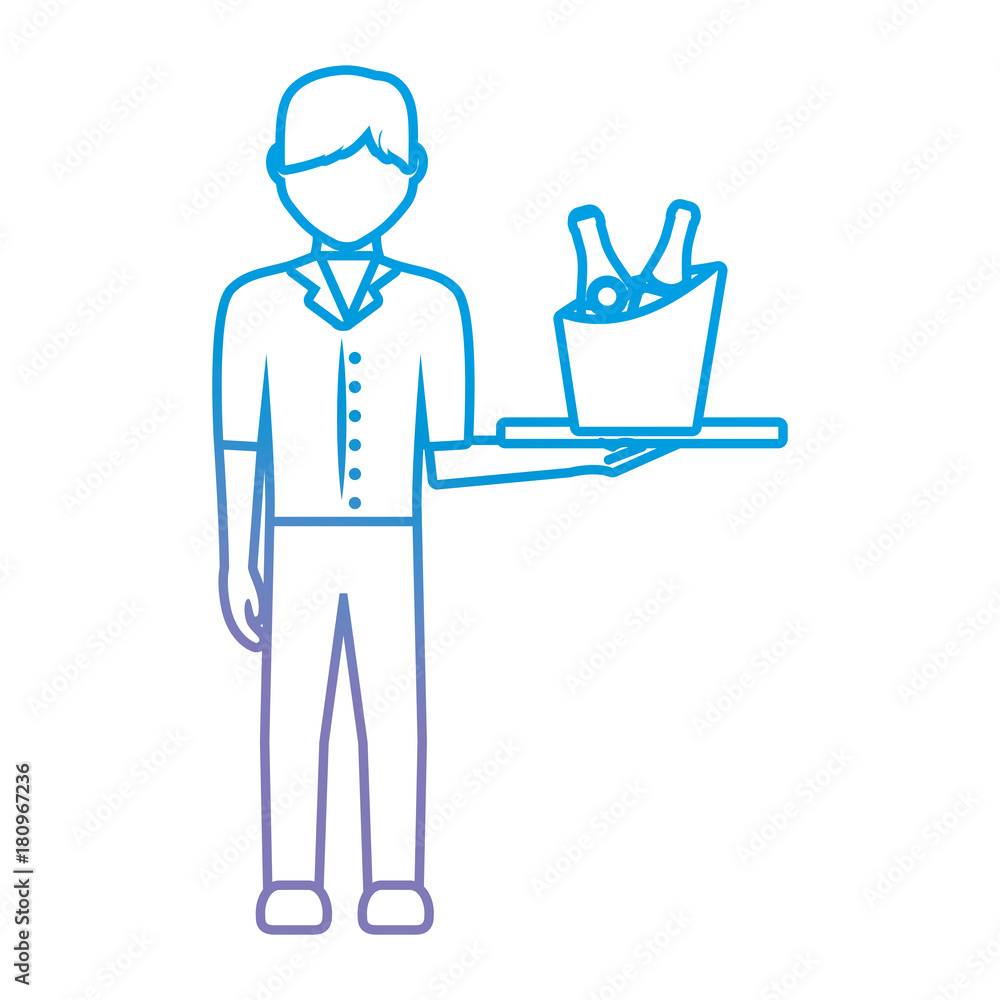bartender holding a tray with drinks icon over white background vector illustration bartender holding a tray with drinks icon over white background vector illustration