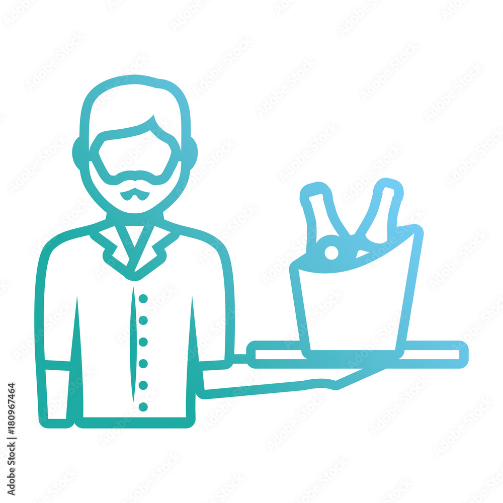 bartender holding a tray with drinks icon over white background vector illustration bartender holding a tray with drinks icon over white background vector illustration