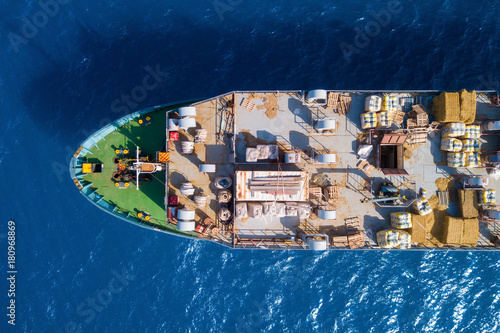 Livestock carrier ship at sea - Aerial image © STOCKSTUDIO