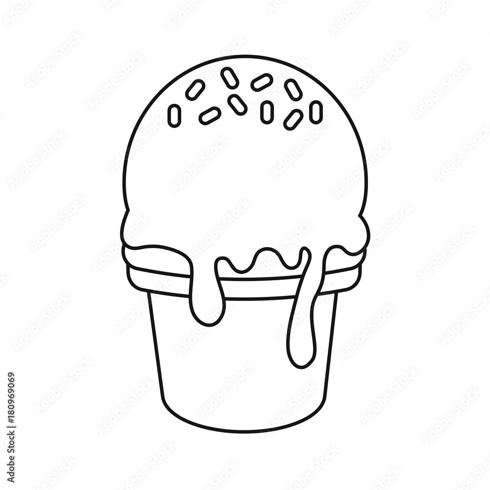 flat line uncolored ice cream cone over white background vector illustration flat line uncolored ice cream cone over white background vector illustration