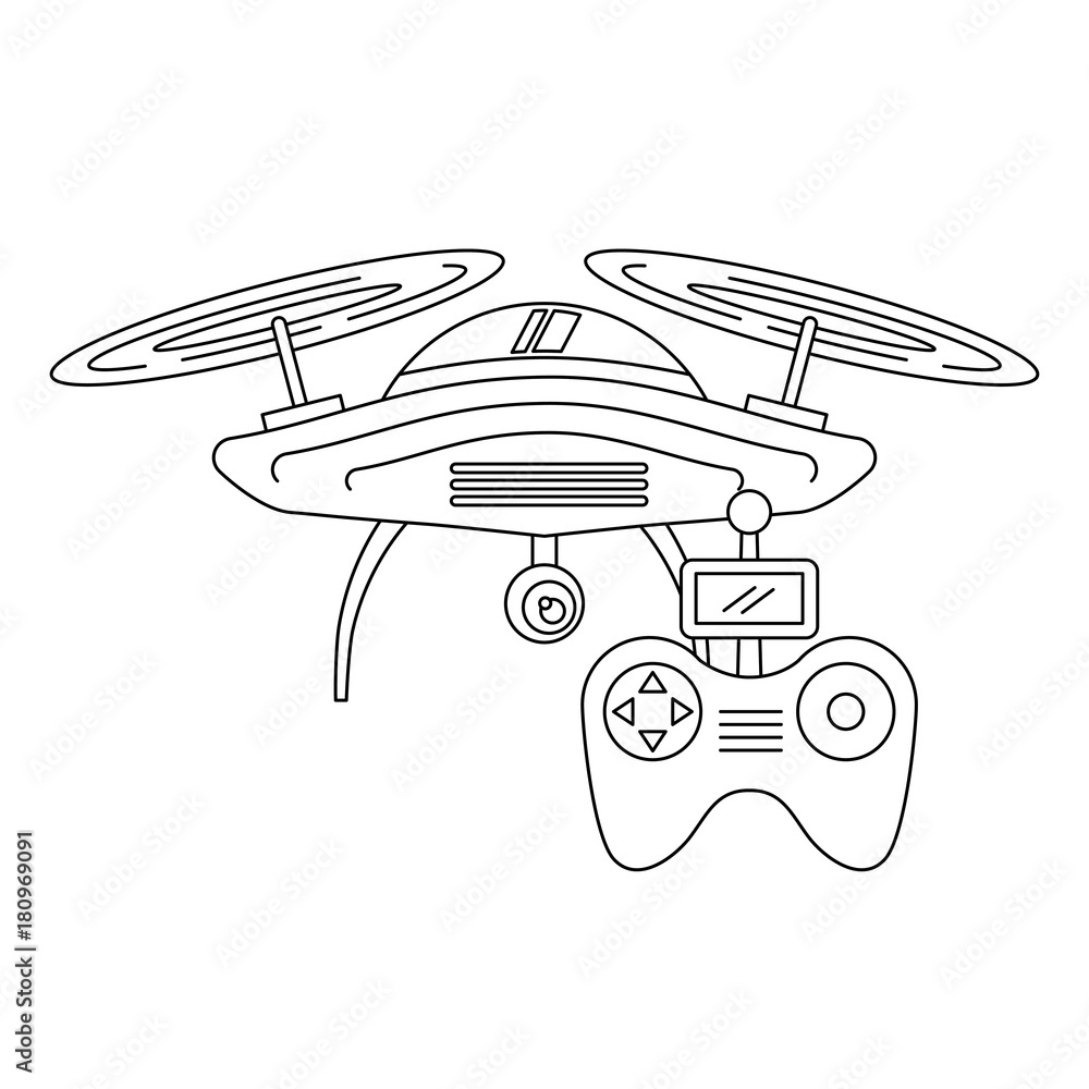 Fototapeta premium drone with remote control device technologies design vector illustration