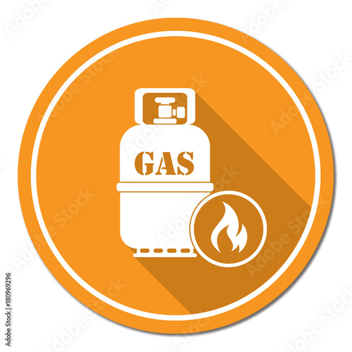 Camping stove with gas bottle icon vector