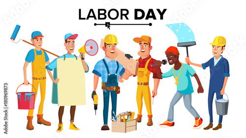 Labor Day Vector. Modern Workers Set. Isolated Flat Character Illustration