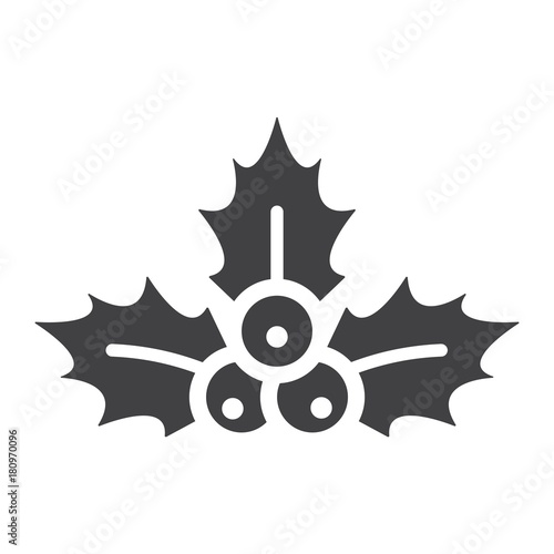 Christmas holly berries glyph icon, New year and Christmas, xmas sign vector graphics, a solid pattern on a white background, eps 10.