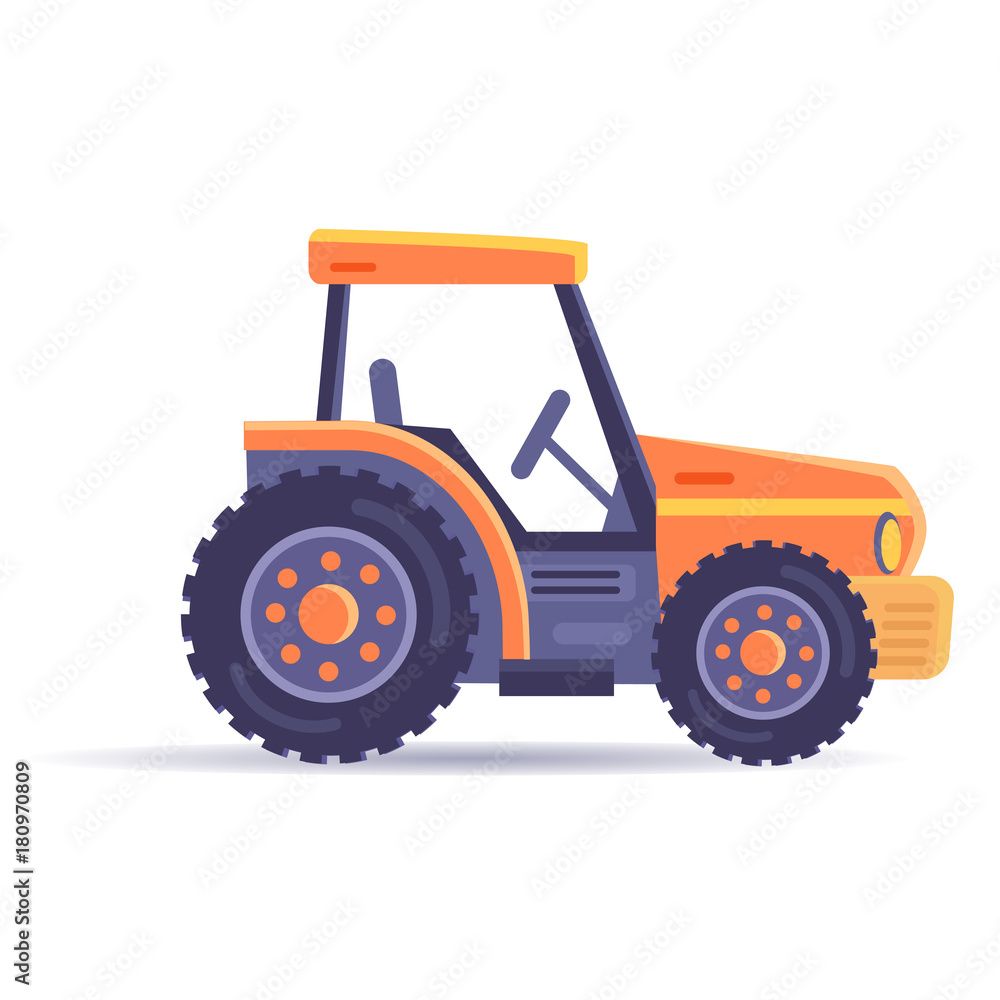 Excavator Tractor Vehicle Isolated on White Vector Excavator Tractor Vehicle Isolated on White Vector