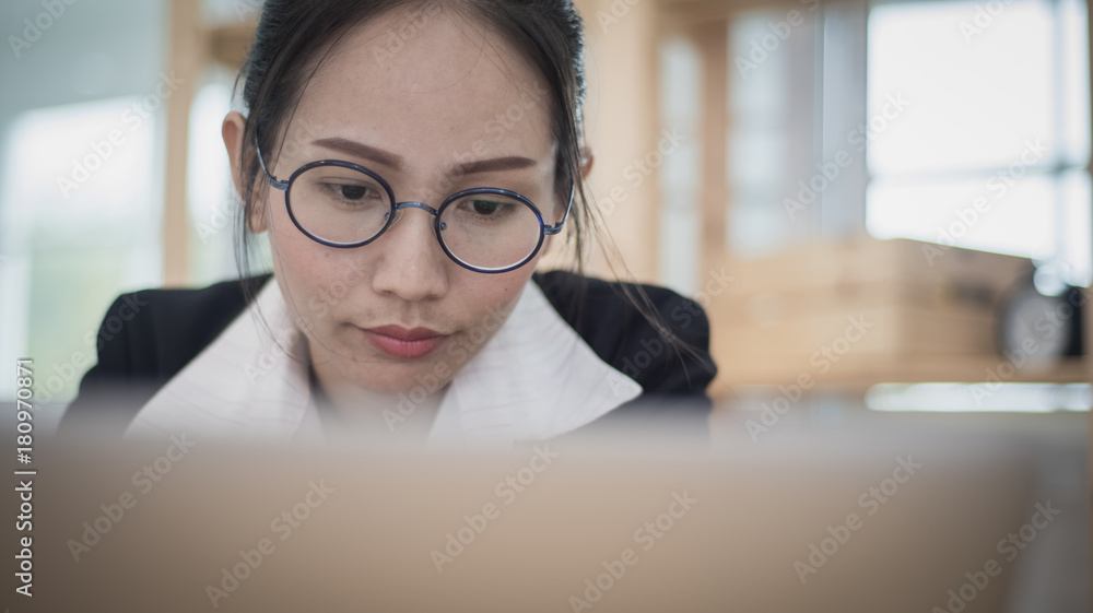 Asian woman business owner work at home Asian woman business owner work at home