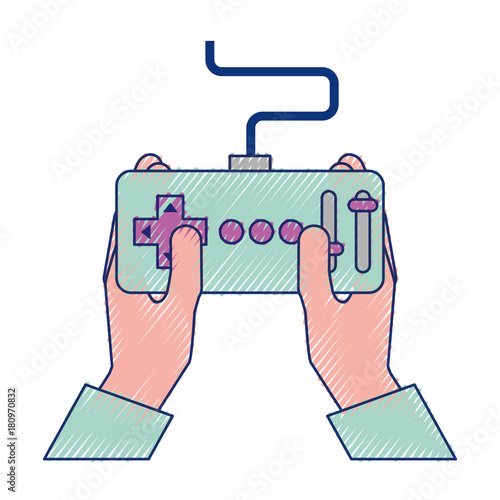 hands holding control remote advance for drones vector illustration