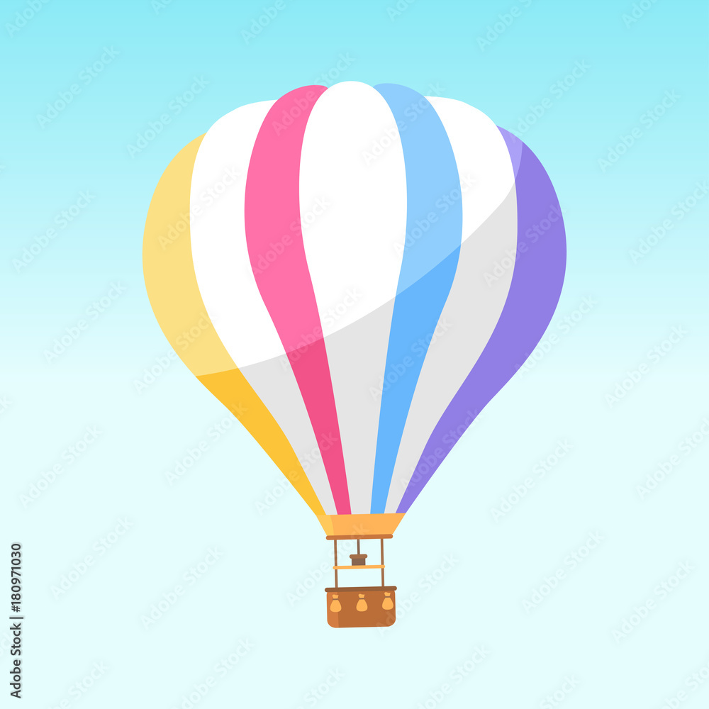 Fototapeta premium Airballoon with Colorful Stripes Icon Isolated