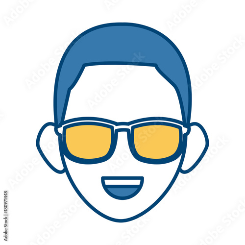 Man face with sunglasses