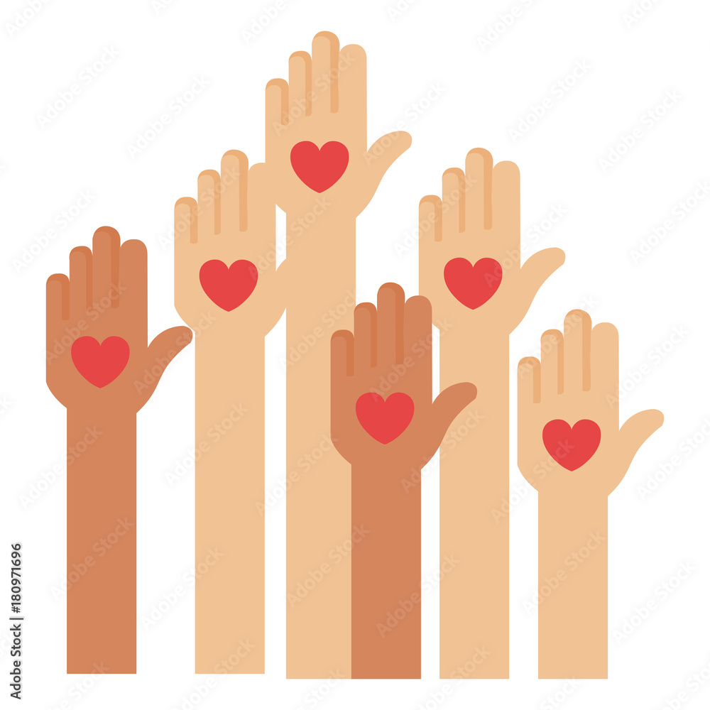 Fototapeta premium hands up with heart love isolated icon