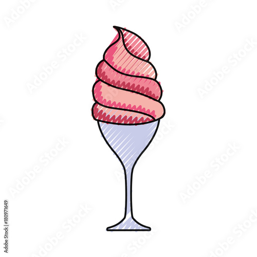 ice cream glass icon over white background colorful design vector illustration