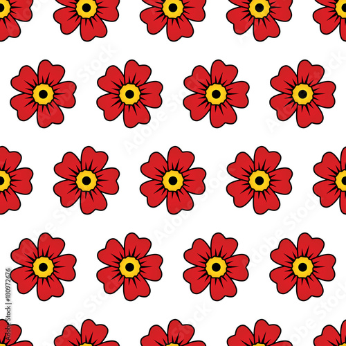 Abstract seamless daisy pattern for girls  boys  clothes. Creative vector daisy background with flower  red marguerite. Funny pattern wallpaper for textile and fabric. Fashion style. Colorful bright