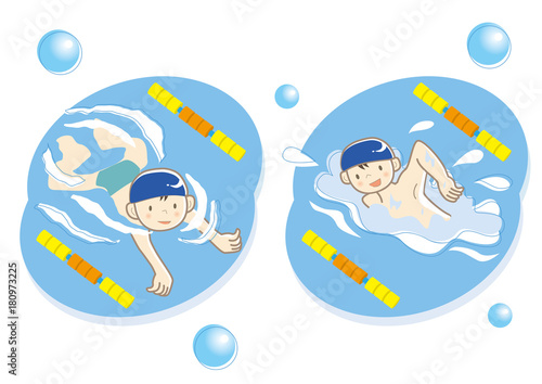 水泳する男の子セット
