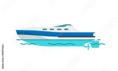 Motor Boat Sailboat Vector Illustration Isolated