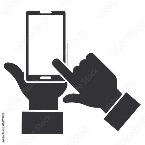 hands human with smartphone device