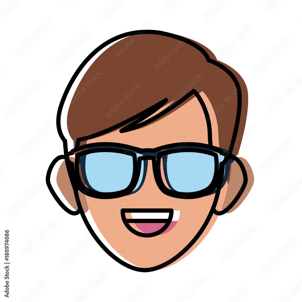 Man face with sunglasses