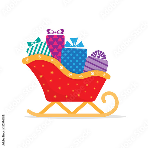 Santa sleigh with piles of presents