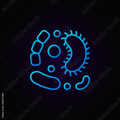 Viruses vector blue line icon on dark background 