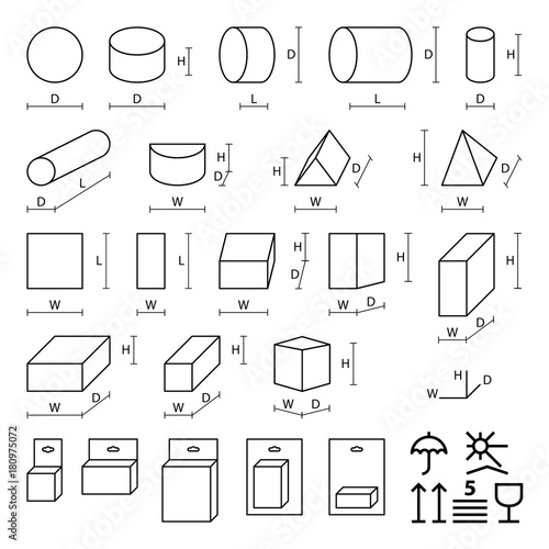 Packing dimensions icons