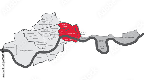 London City Centre Map With Area Labels photo