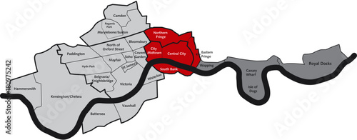 London City Centre Map With Area Labels