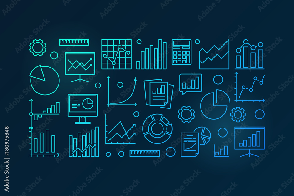 Business analysis blue vector illustration