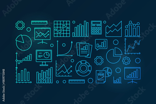 Business analysis blue vector illustration