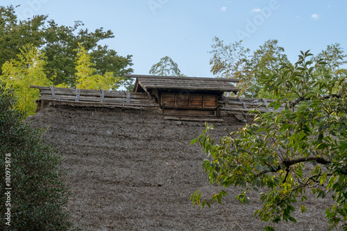 日本の古民家青空と茅葺き屋根５ Stock Photo Adobe Stock