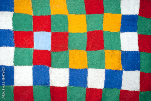 the rug sewed by different squares